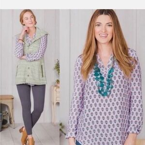 ⭐️Matilda Jane Delicate Topiary Top M Womens Purple Floral Blouse Long Sleeve